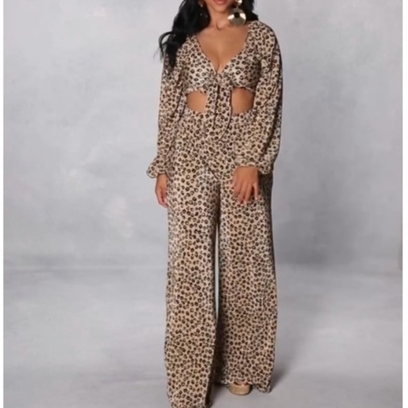 ๐ ๐ฅ๐ฅ Gorgeous Woman two piece Leopard print High Waist Pants - Size Small๐ฅ๐ - Picture 3 of 5